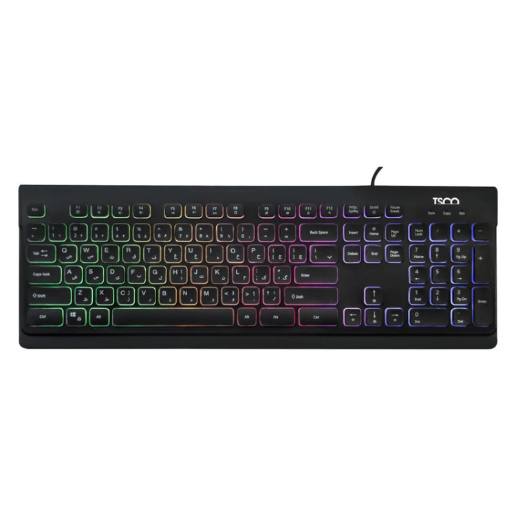 کیبورد گیمینگ تسکو مدل TK 8046، سوییچ ممبران، Full-Size، نورپردازی RGB