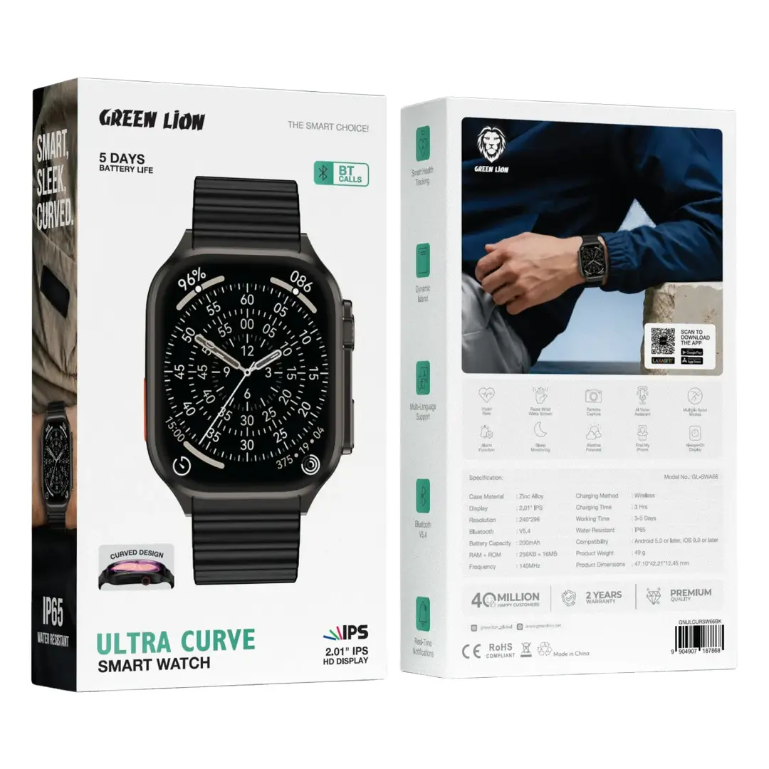 ساعت هوشمند گرین لاین مدل Ultra Curve مشکی